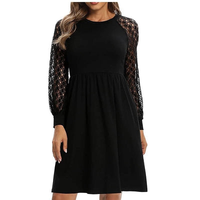 Lace Long Sleeved Solid Shift Dress - Angelic Belle