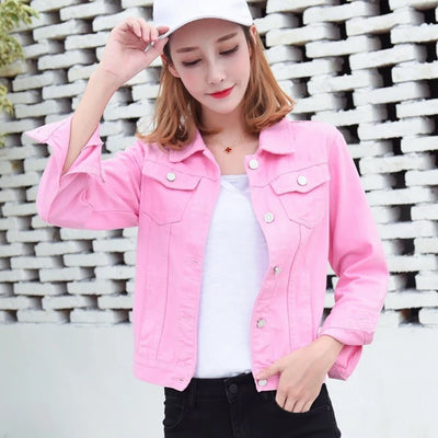 Ladies Light Pink Denim Jacket - Angelic Belle