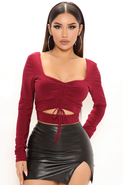 Slinky Ruched Cut Out Top - Angelic Belle